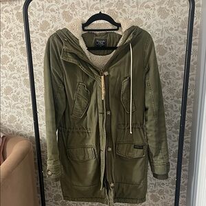 Abercrombie & Fitch Olive Green Parka Coat